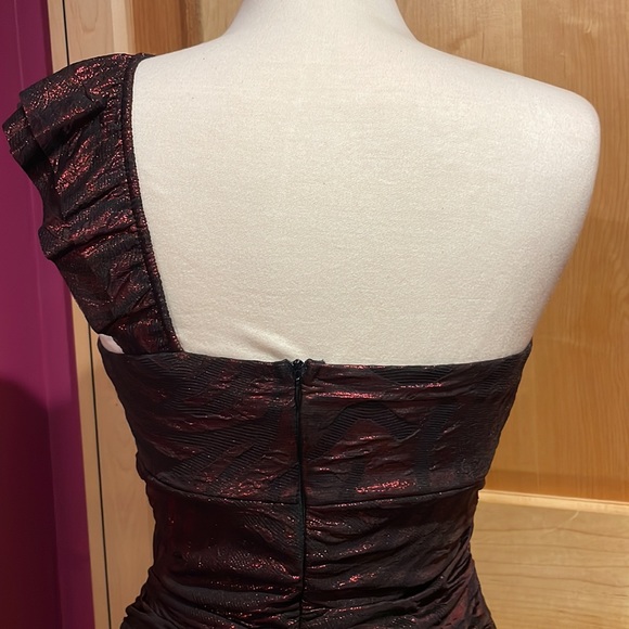 Red Shimmery One Shoulder Dress - Picture 3 of 3